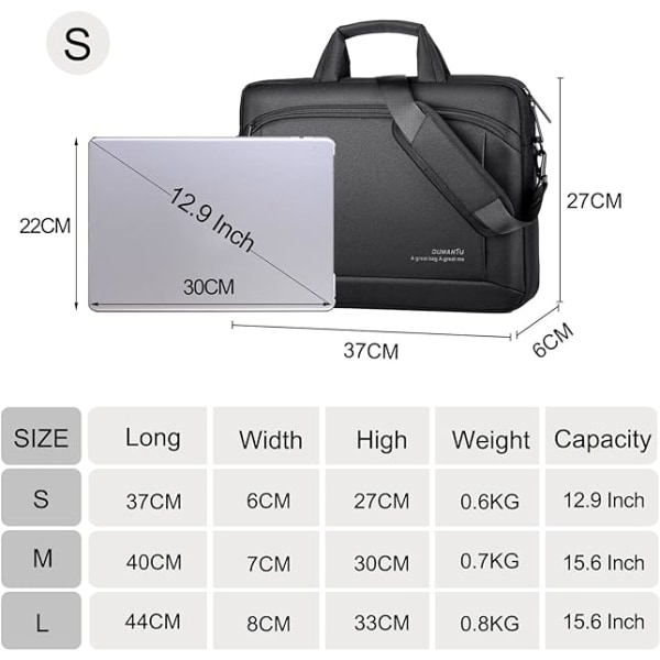 15,6 tommers bærbar PC-veske - Svart, egnet for bærbar PC-dokument