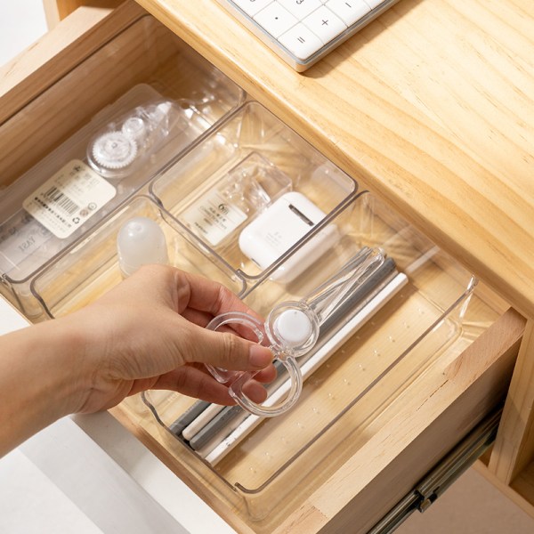 Set of 4 Clear Drawer Organizers, Drawer Storage Drawer Divider T