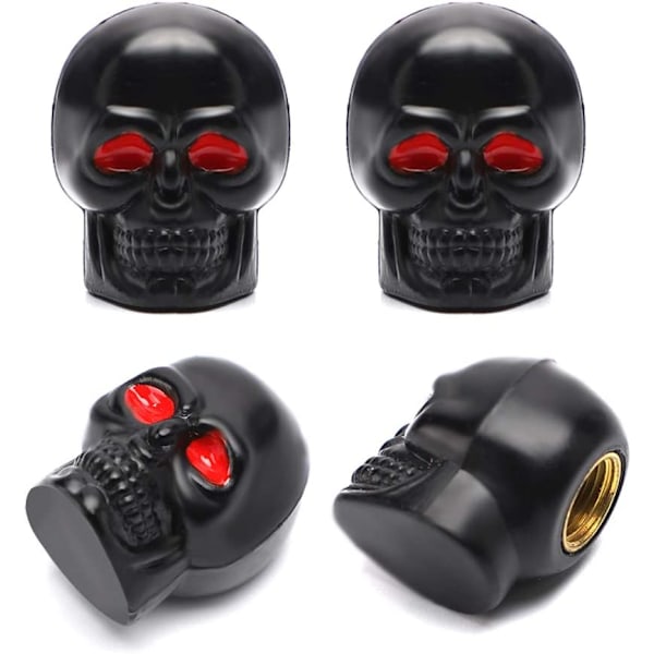 4 stk. Chrome Skull Ventilkapper Dækkapper Bil Tilbehør Unive