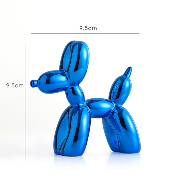 Skinnende galvanisering (blå, 9,5 cm) ballonghundstatue samleobjekt