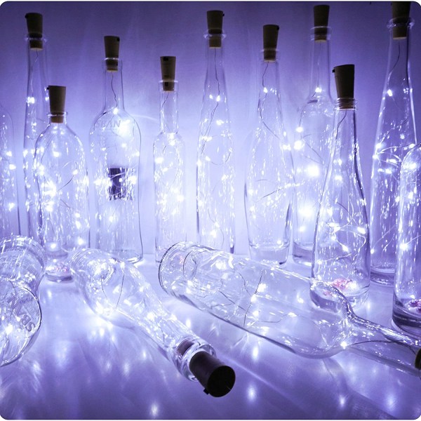 Flaskelys 12-pakning 20 LED-korklys for vinflasker B