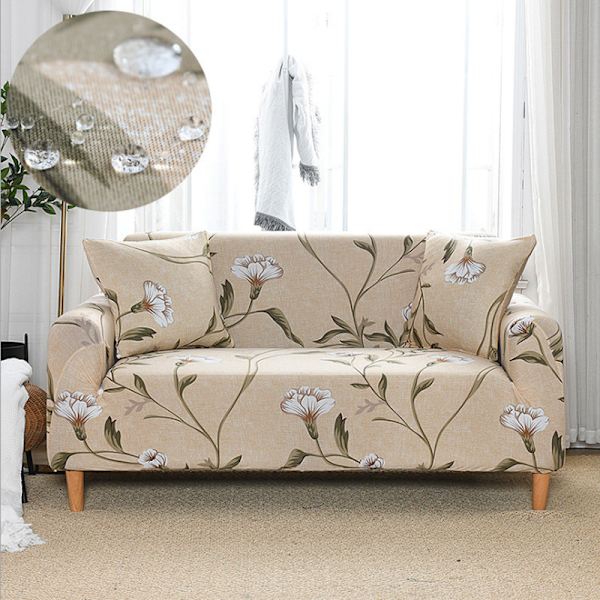 Sofföverdrag 2-sits 145-185cm Blommigt sofföverdrag med armstöd Mo