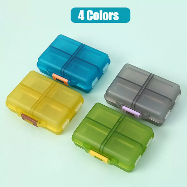 4-pack bärbar resemedicinbox, fickapotek, liten veckolig medicinbox, fyra färger