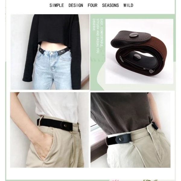 1PC S Black Relax Belt - Trouser Belt Without Buckle - Elastic -