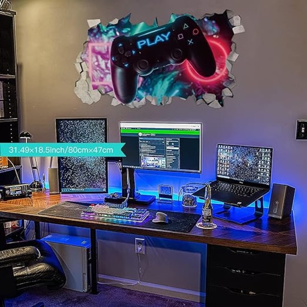 3D Gamer Väggdekaler, Gamer Väggposter Dekoration, Pojkrum