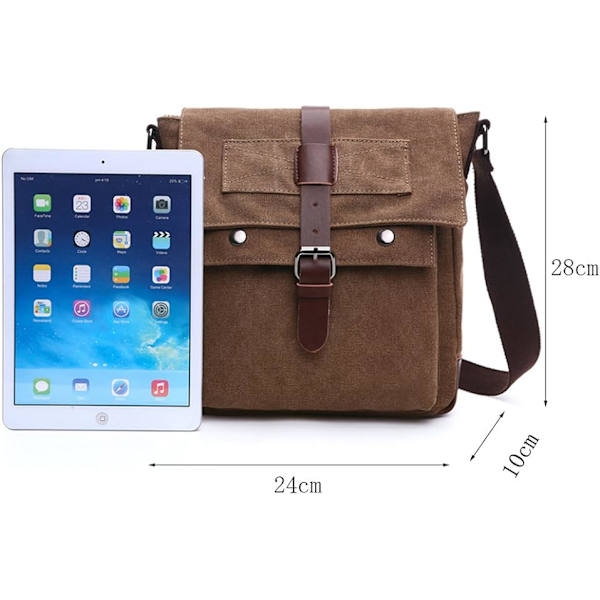 Herr Canvas Axelväska (Kaqi) Messenger Bag Canvas Väska Axelväska 16 Tums Datorväska Messenger Bag