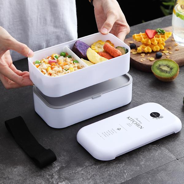2 stk. Sort Hvid Madkasse - All-in-1 Bento Madkasse, Måltid