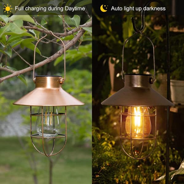 Solcellelygte Udendørs Hængende Lys Metal Solcellelampe (Brushed Copper)