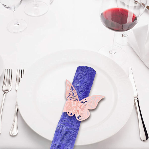 Pink 50 stk. Servietringe Butterfly Ring Servietpapir til Bryllup