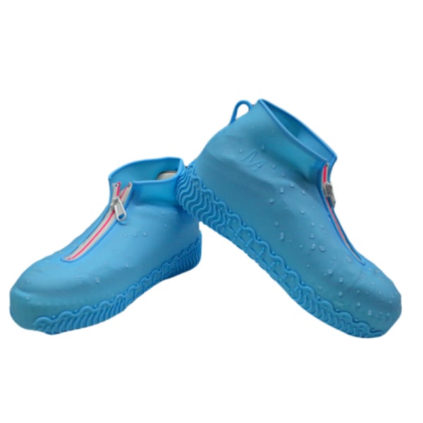 Waterproof zipper shoe cover (L, blue), Without shoes,waterproof