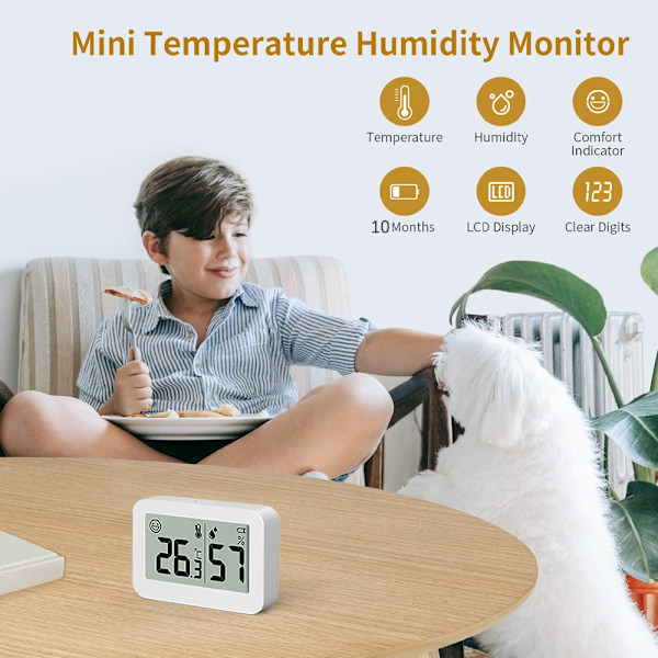 Hygrometer, väderstation, fuktmätare, inomhustermometer, batteri och självhäftande remsa ingår
