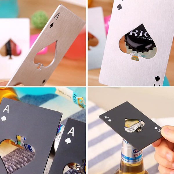 10 stk. Flaskeåbner, Poker Flaskeåbner, Rustfrit Stål Flaskeåbner, Kreditkortstørrelse, Personlig Sjov B