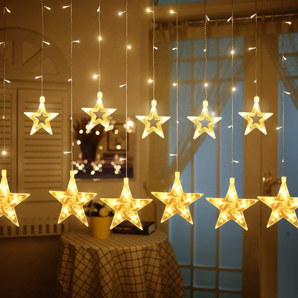 Star Curtain Lights, 138 Led 12 Stars Remote Window Curtain Stri