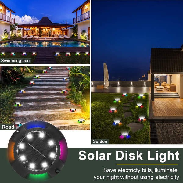 Solar Ground Light Outdoor 12 LED Solar Garden Lights 8 Pack