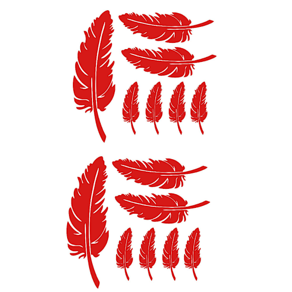 14 Pieces Feather Car Stickers (Red), Feather Shape Decals, Feather Decorative Sticker, Automotive Vinyl Exterior Decora