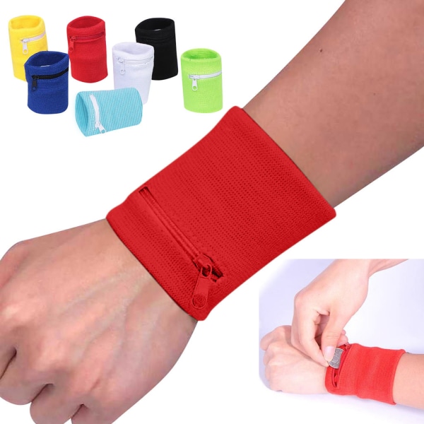 2 styks rødt sport-armbånd håndled-pung lynlås håndled-pung - R
