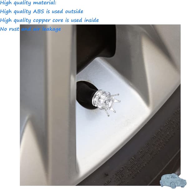 4 Krone Ventilhetter (Hvit) Universal Bling Ventilhette Krystall Val