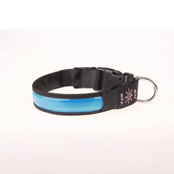 LED valoisa koiranpanta (L-Blue), säädettävä vilkkuva USB lataus