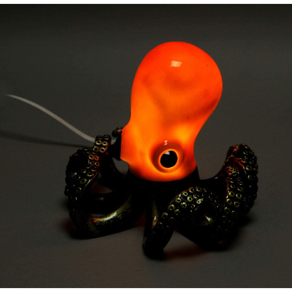 Bronse Resin Octopus Lampe Kyst Aksent Dekor Rød Oransje Na