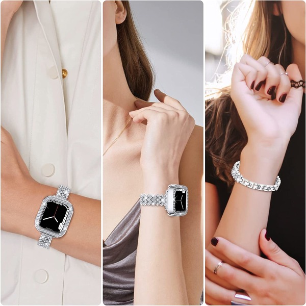 Armband à Paillettes avec Coque pour Apple Watch Series 7 SE 6