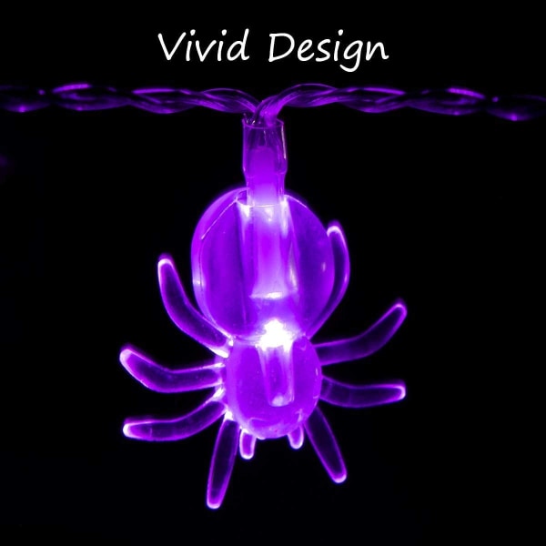 Halloween String Lights, 40 LED 19,6ft Purple Spider String Lig