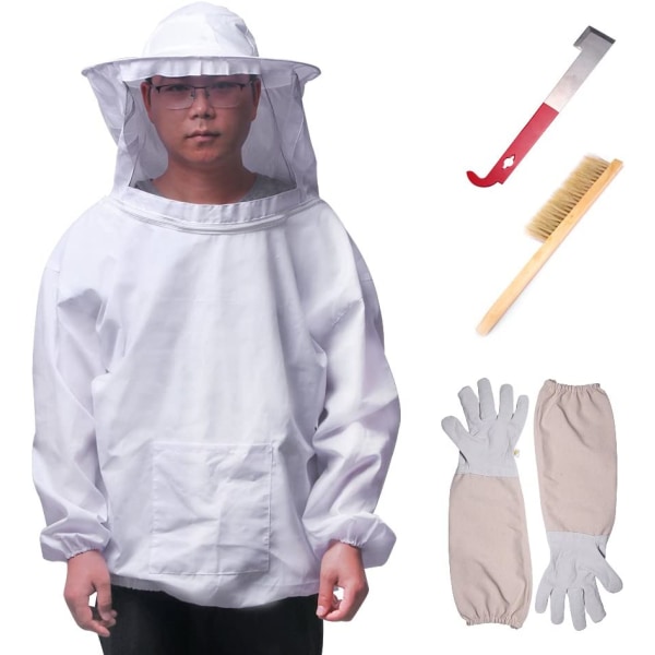 4 kpl set - Beekeeper Suit Veil Tools Kit, L