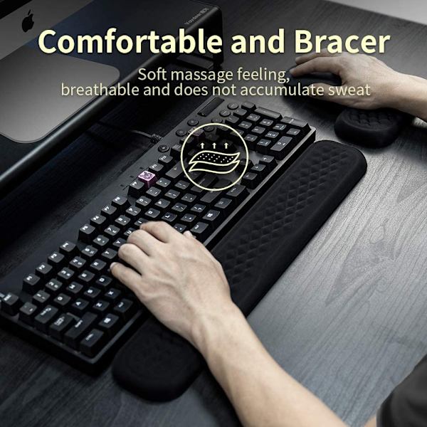 Tastatur- og musehåndleddstøttepute Polstret Memory Foam Håndleddstøtte S