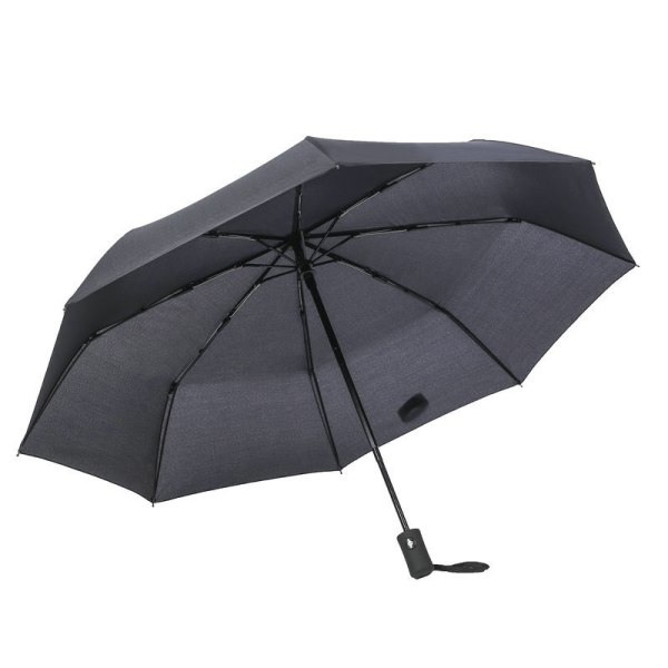 1 svart automatisk sammenleggbar paraply, herreparaply av høy kvalitet