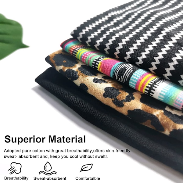 Hovedtørklæder til kvinder, elastisk blød Boho pandebånd blomst leopard