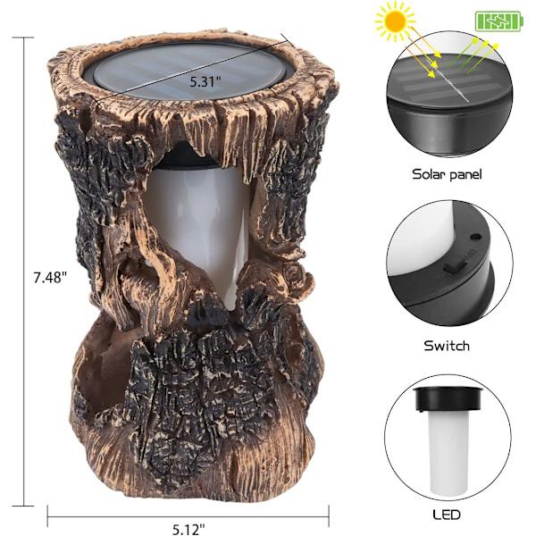 Solcellelykter utendørs lys - Stump On Fire Torch Light, Solar P