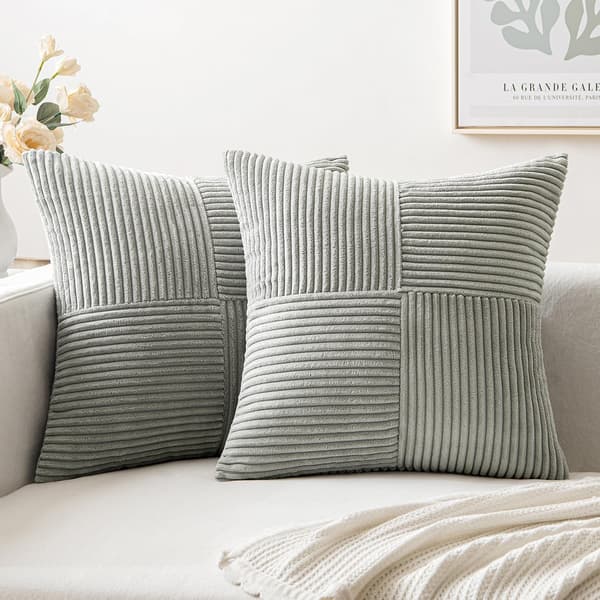 2 stk Kordfløyel pute lysegrå 45*45cm