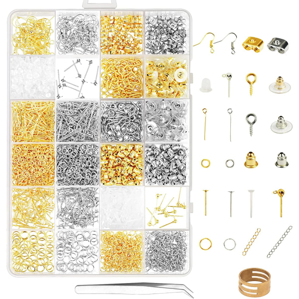 Jewelry Making Kit, 2416 Pcs Jewelry Making Kit Silver Gold Clas