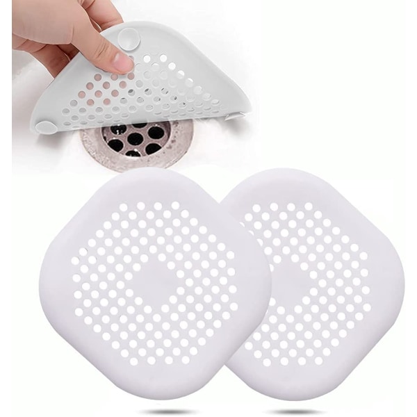 White - 2Pcs silicone drain protector, kitchen sink strainer wit