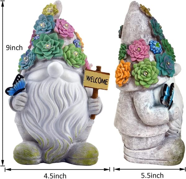 Gnome trädgårdsstatyer utomhusdekor, solcellsfiguriner Li