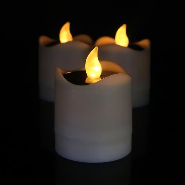 6 stk LED elektronisk stearinlys solcelle nattlys (gul)