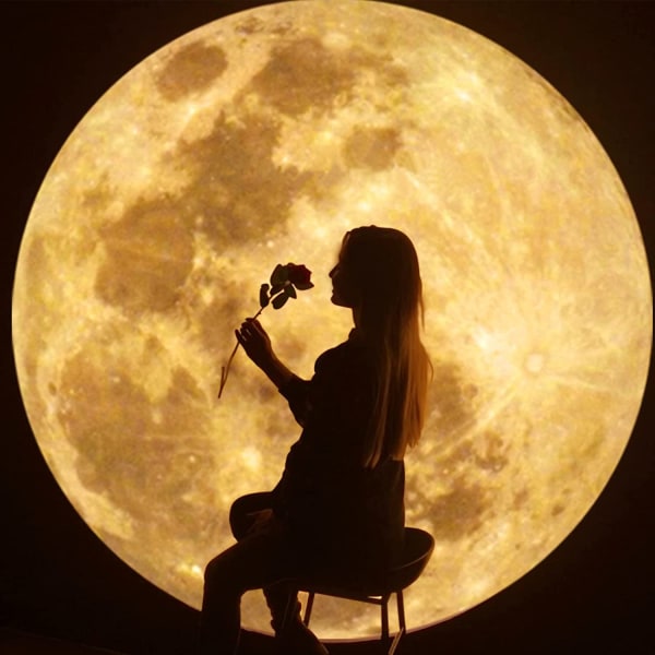 Månlampa Projektor Nattljus, 360° Månprojektionsljus U