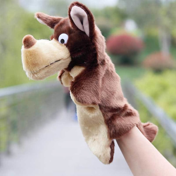 One (wolf, height 25cm) Child Hand Puppet, Deluxe Plush Hand Pup