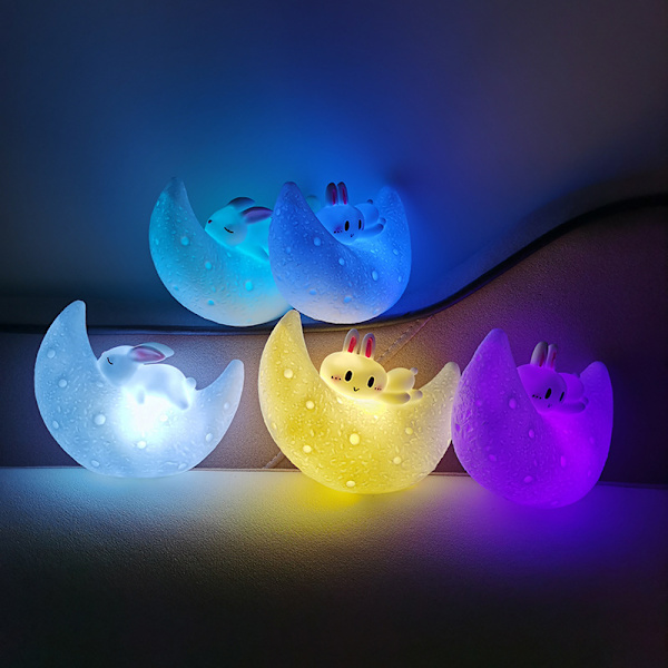 Sød tegneserie kanin natlys soveværelse seng lampe - varm c