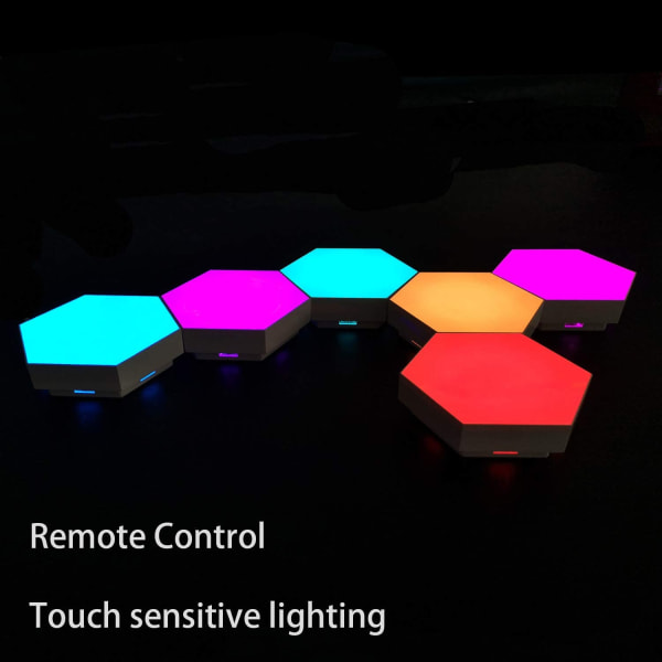 Fjärrkontroll Hexagon Vägglampa, Smart Väggmonterad Touch-Sensi