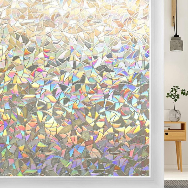 2 styks dekorativ vinduesfilm Bladmønster Transparent/Multicol