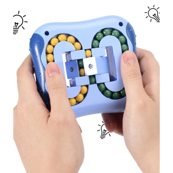 Blå Pussel Magic Cube Liten bönstjälk Roterande leksak Flat Ball Gy