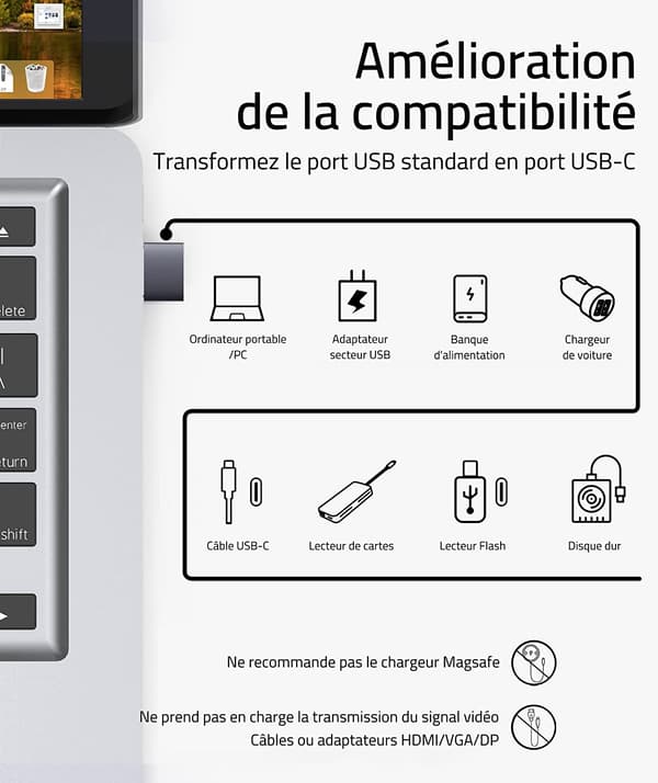 Grå USB C til USB-adapter 3-pak Kompatibel med iPhone 13 12 Pr