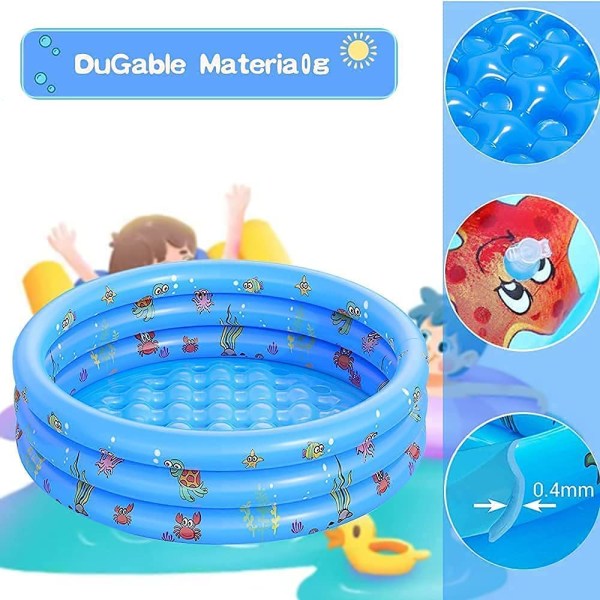 Børnepool, (blå) Rund oppustelig pool, 100x35 cm oppustelig
