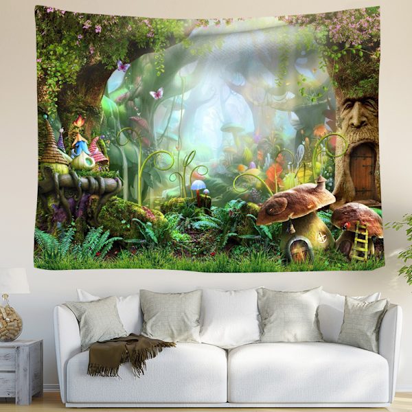 200x150cm Svampskog Gobeläng Alvstuga Psykedelisk F