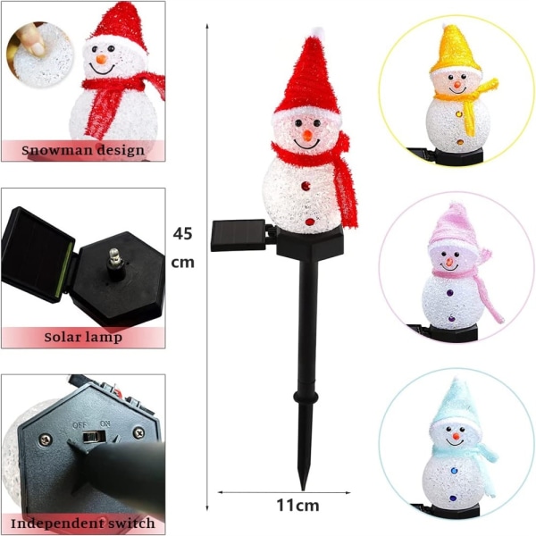 4 Pack Solar Juldekoration Snowman Stake Lights Vatten