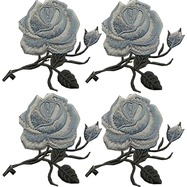 4 st Rose Broderade Iron On Clothing Patches Stripes T-shirts
