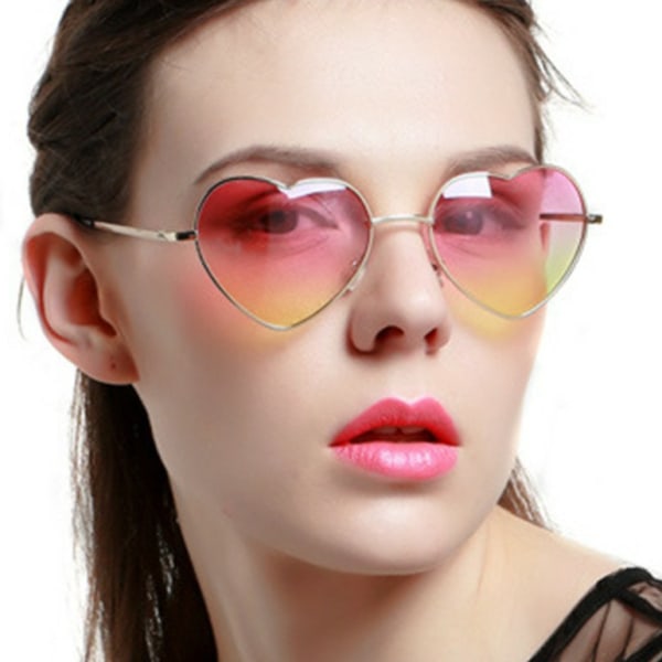 Hjerteformede solbriller 2 stk høy blå lav rosa dobbel rosa,