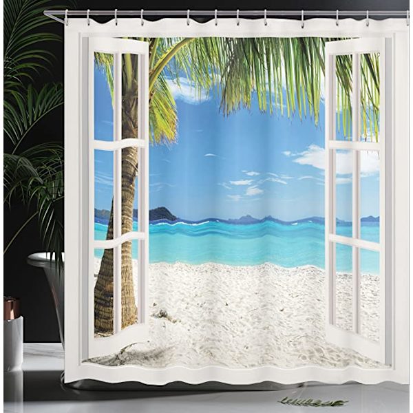 Strand Polyester Bruseforhæng (180*200cm), Palm Beach Tropical