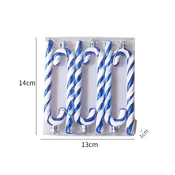 6-13cm Glitter Candy Cane Julepynt/Julekulesett (Blå og Hvit)
