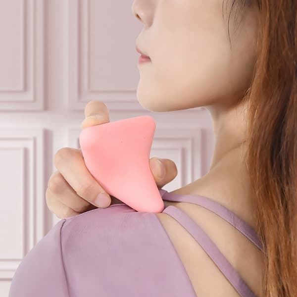(vaaleanpunainen)1Tissue Massage Silicone Self Massage Therapy Tool Manual